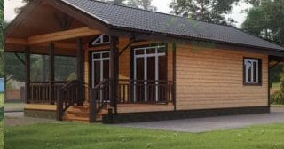 Проект одноэтажного дома из бруса с террасой - Строительство в Сатке от Строй-Стк от 136422 руб.